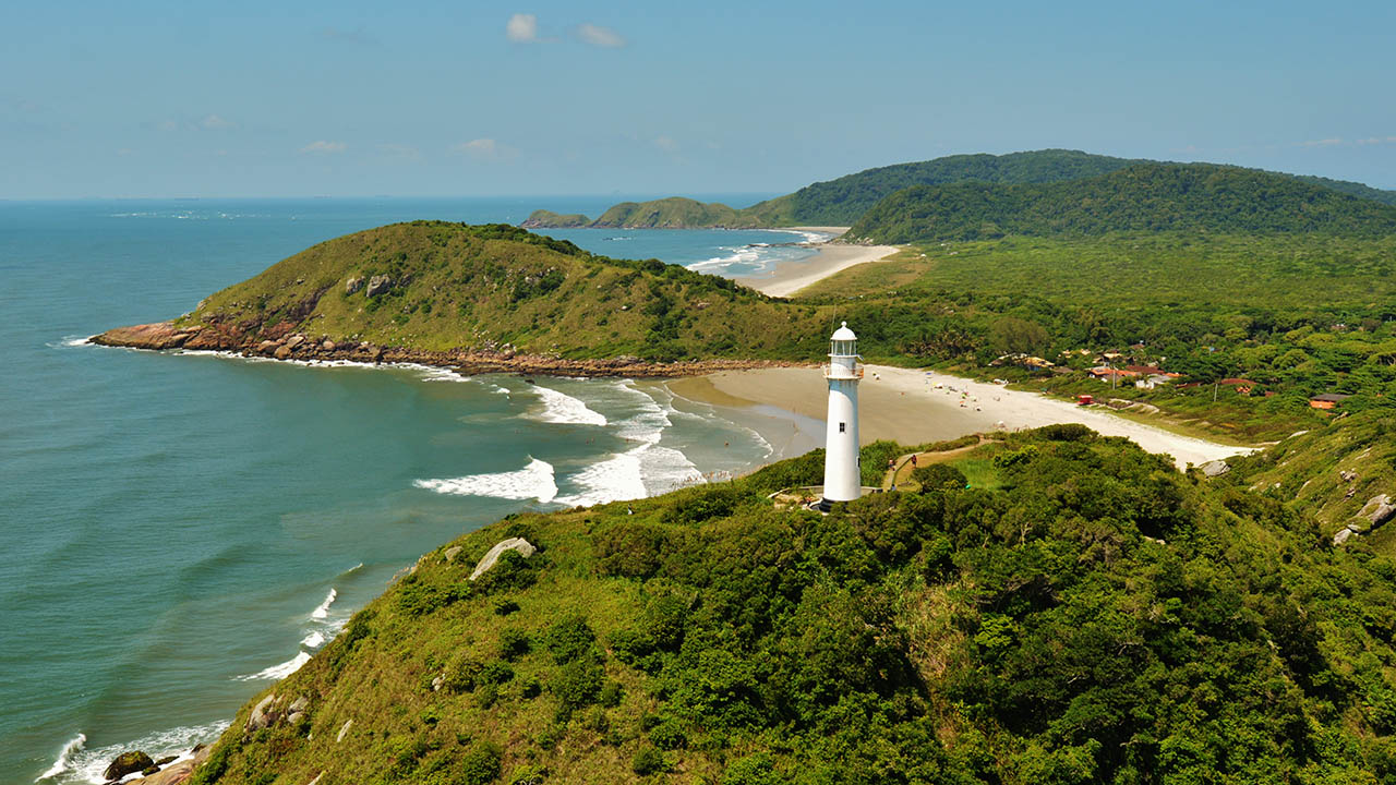 Na imagem, vemos a praia da Ilha do mel, cercada por restinga.